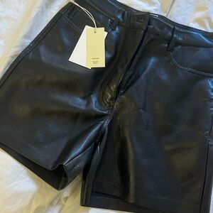 Wilfred Black High Waist Leather Shorts